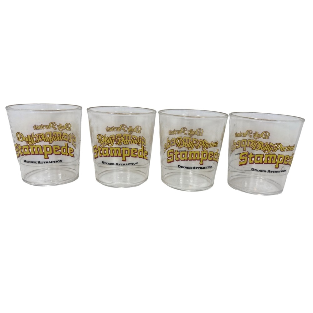 Set of 4 Dolly Partons Stampede Plastic Souvenir Tumblers Dinner Attraction Cups